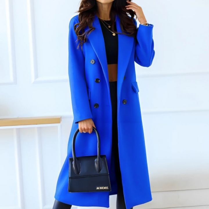 Marine | Femme Manteau élégant en laine Pour l'hiver | Chaud