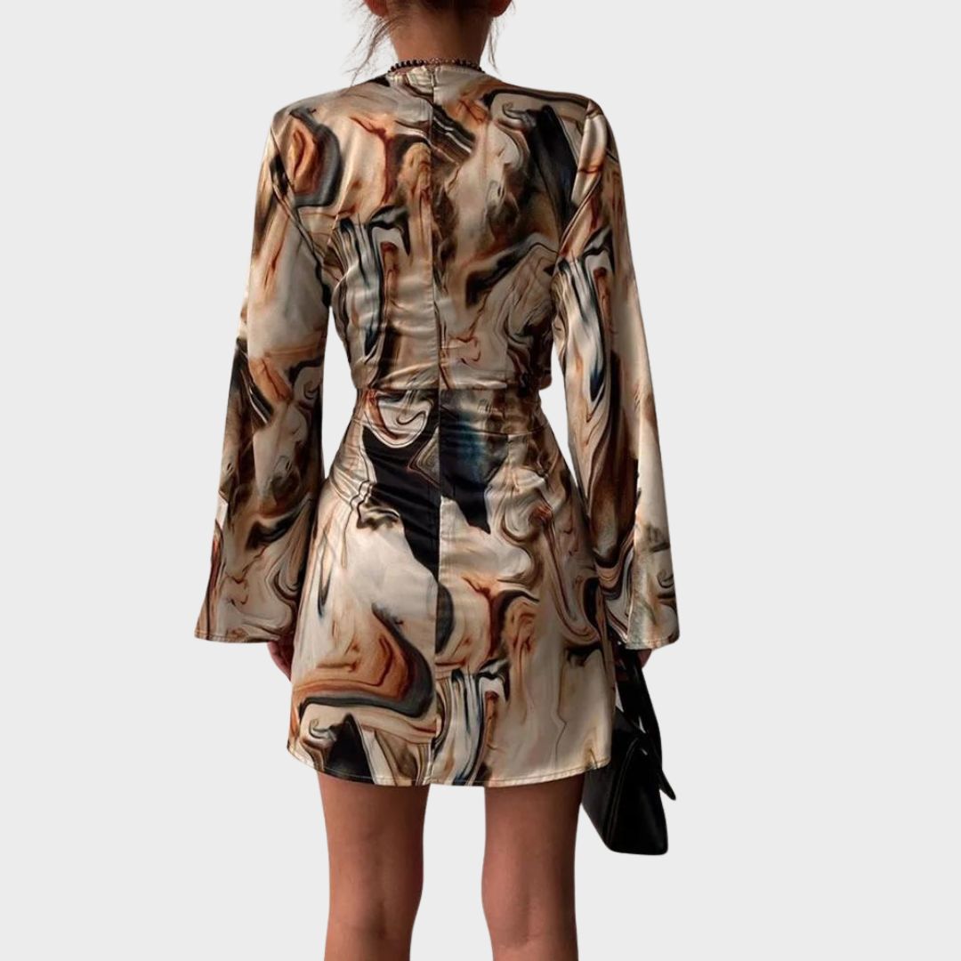Brigitte | Femme Robe portefeuille à l'imprimé marbré abstrait