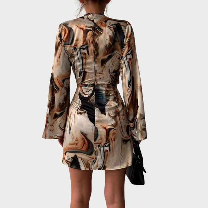Brigitte | Femme Robe portefeuille à l'imprimé marbré abstrait