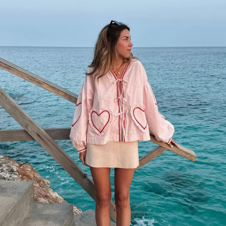 Chemise Pour Femme Avec Fermeture À Nœud | Poches En Forme De Cœur