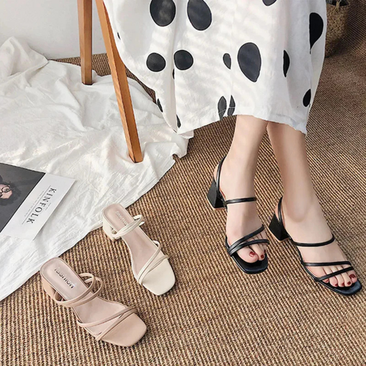 Sandales À Talons Blocs Femme | Pieds Carrés
