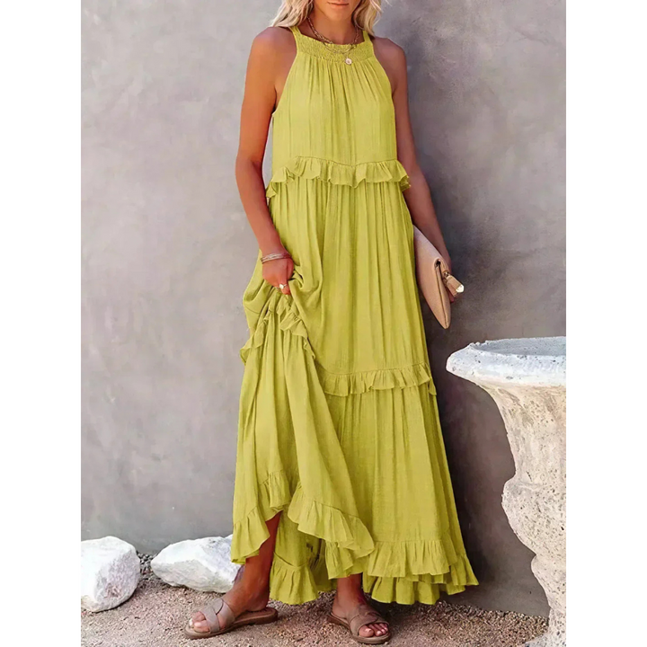 Robe D'invité De Mariage À Ourlet Volanté Et Dos Nu | Maxi