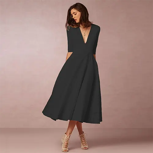 Robe De Soirée Élégante Et Côtelée Pour Femmes | Midi