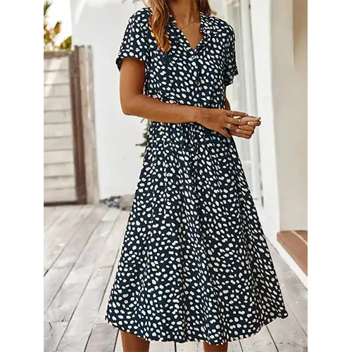 Vestito Camicia Elegante Estiva Per Donne | Midi