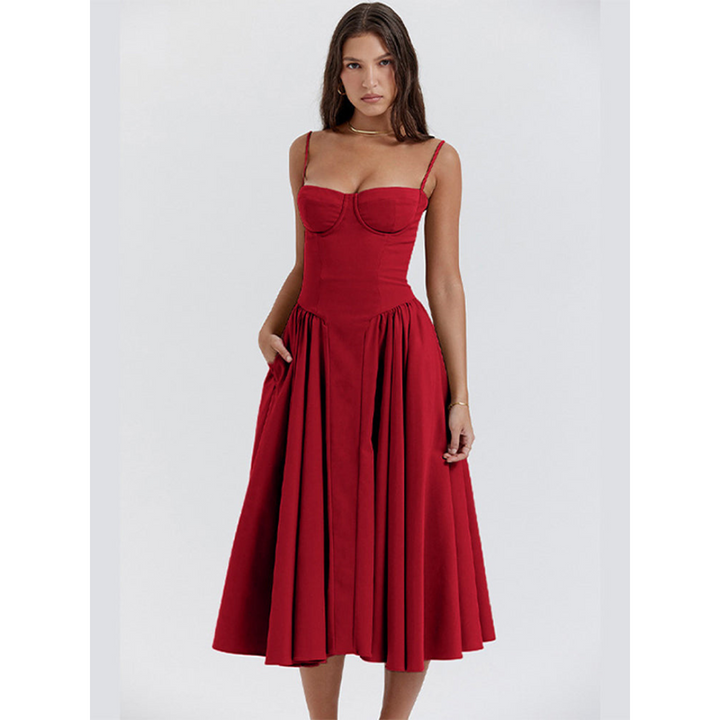Robe D'invité De Mariage D'été Plissée À Bretelles Spaghetti | Maxi