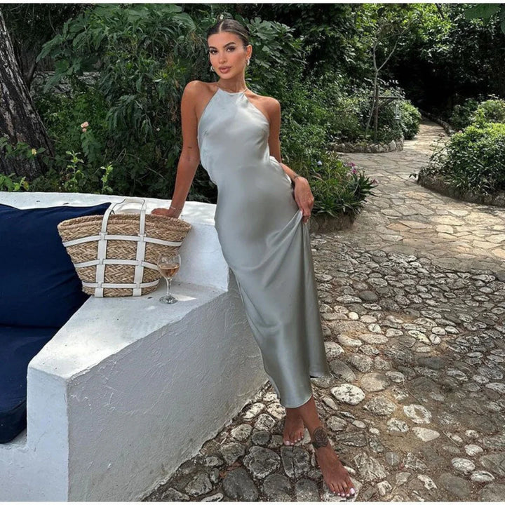 Femme Halter Décolleté Robe Élégante | Maxi