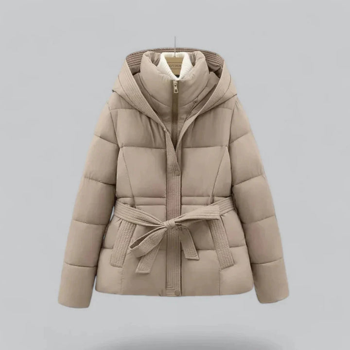 Femmes Hiver Ceinture Capuche Veste | Court