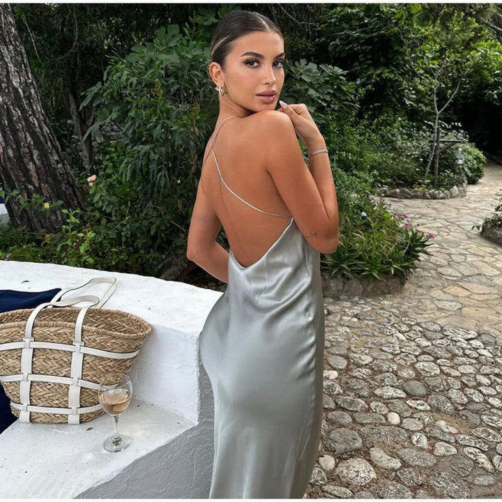 Femme Halter Décolleté Robe Élégante | Maxi