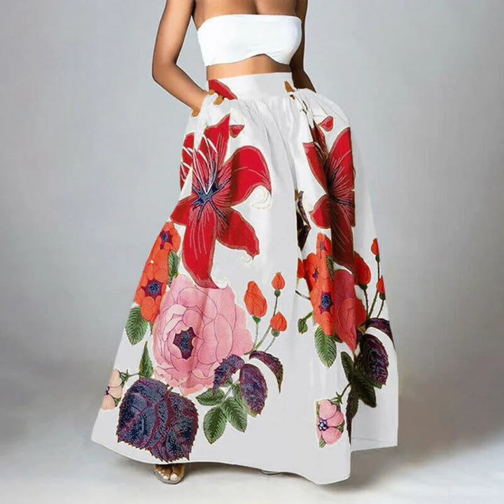 Femmes Jupe Taille Haute À Motifs Floraux | Elegante