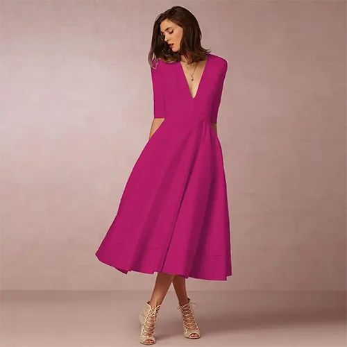 Robe De Soirée Élégante Et Côtelée Pour Femmes | Midi