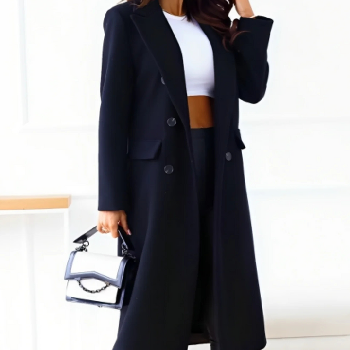 Marine | Femme Manteau élégant en laine Pour l'hiver | Chaud