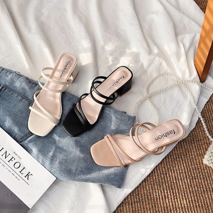 Sandales À Talons Blocs Femme | Pieds Carrés