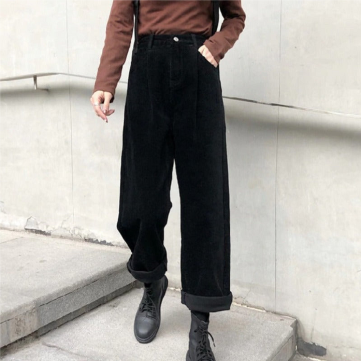 Lucindala | Comfortable Corduroy Straight Cut Pants for Women | High waist