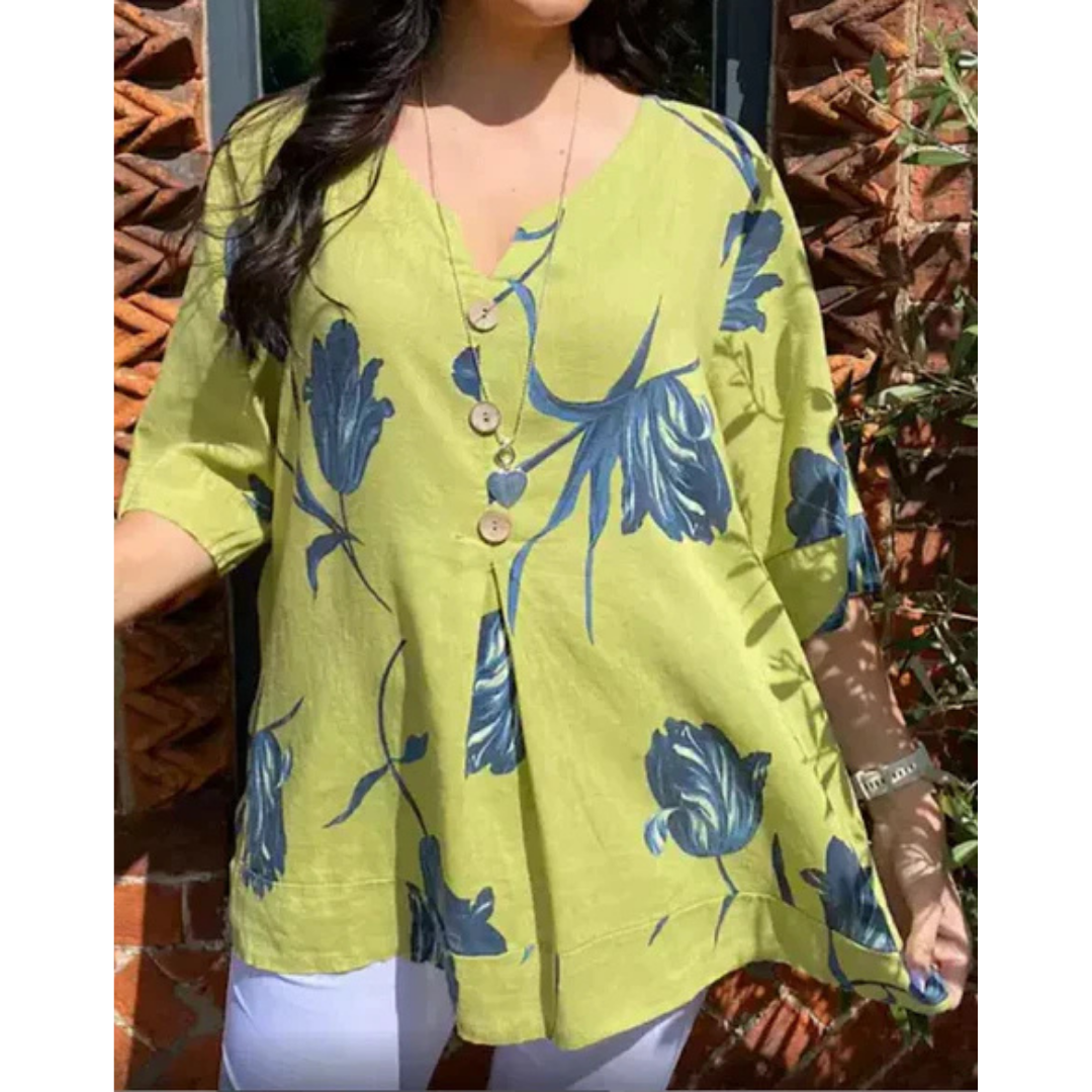 Chemisier Floral À Col En V Et À Boutons Pour Femmes | Stylisé