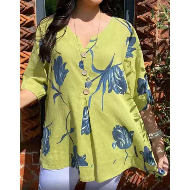 Chemisier Floral À Col En V Et À Boutons Pour Femmes | Stylisé