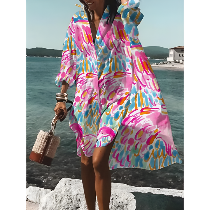 Camicia grafica oversize per donne | Midi