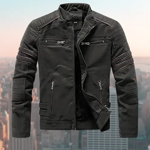 Alfredo | Lässige Herren Motorradjacke mit Reißverschluss | Mehrere Taschen