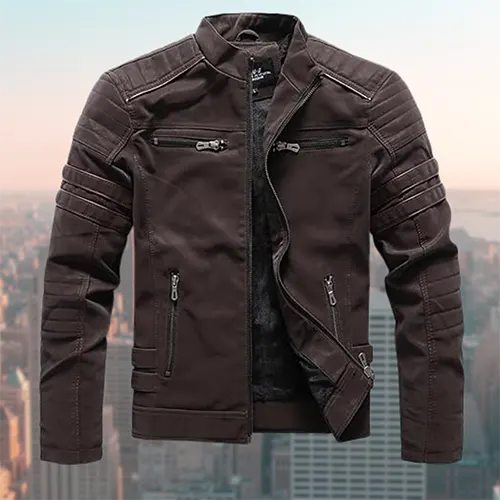 Alfredo | Lässige Herren Motorradjacke mit Reißverschluss | Mehrere Taschen