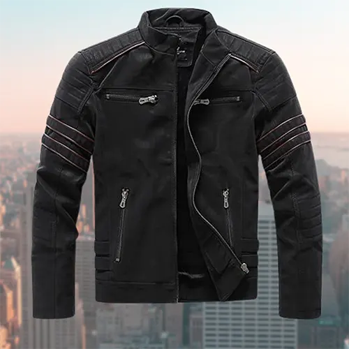 Alfredo | Lässige Herren Motorradjacke mit Reißverschluss | Mehrere Taschen