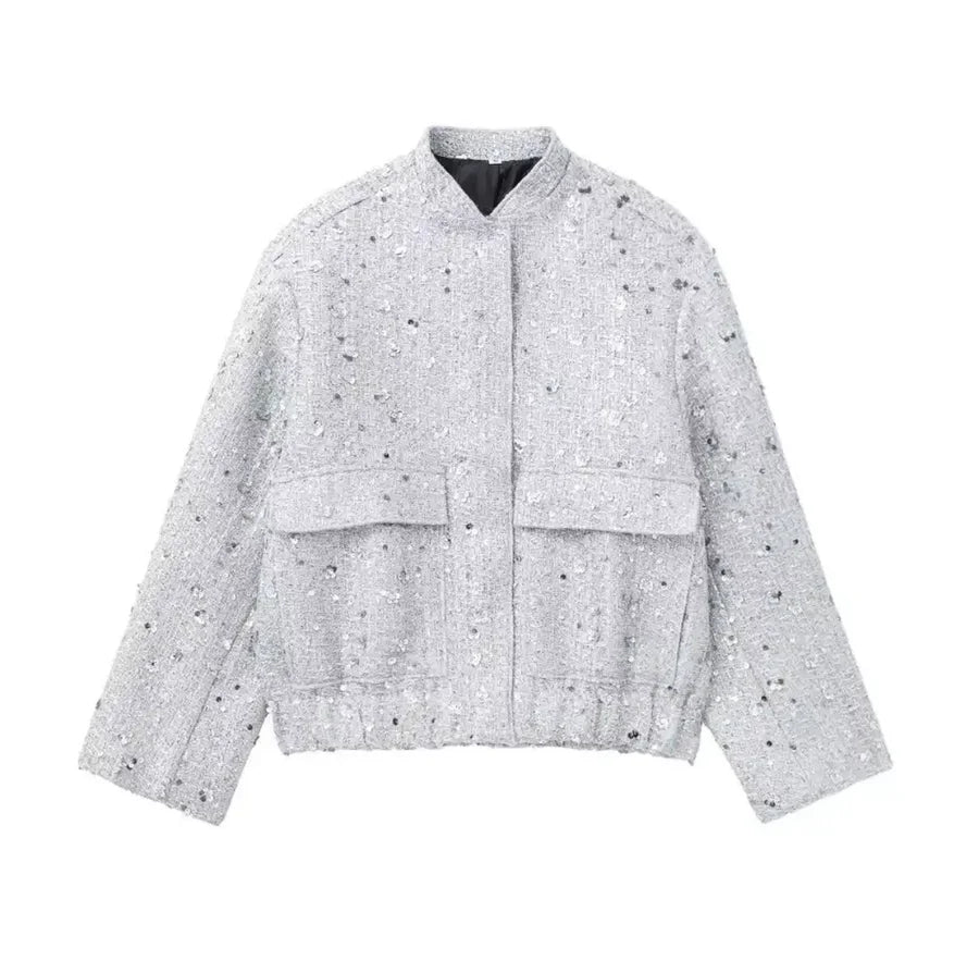 Veste Élégante À Paillettes Pour Femmes | Court