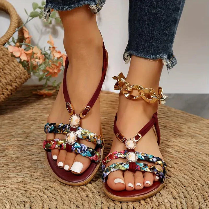 Femmes Boho Perles Sandales Confortables | Slip Sur