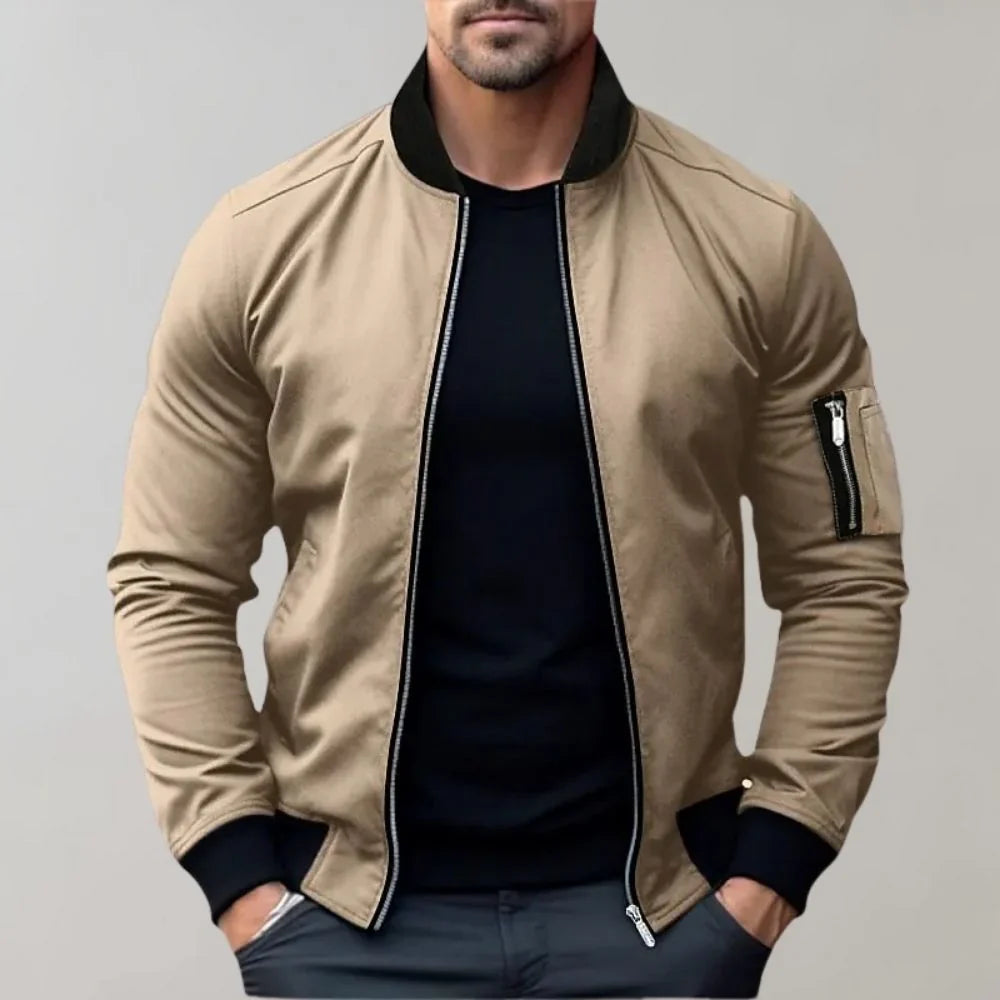 Veste Zippée Décontractée À Manches Longues Pour Hommes | Bomber