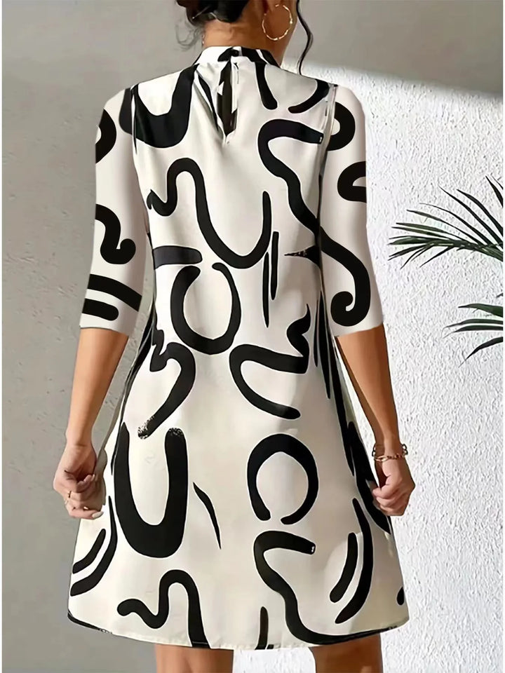Robe Décontractée À Col Roulé Imprimée Pour Femme | Mini
