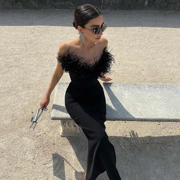 Donne Abito Nero Elegante Senza Maniche | Maxi