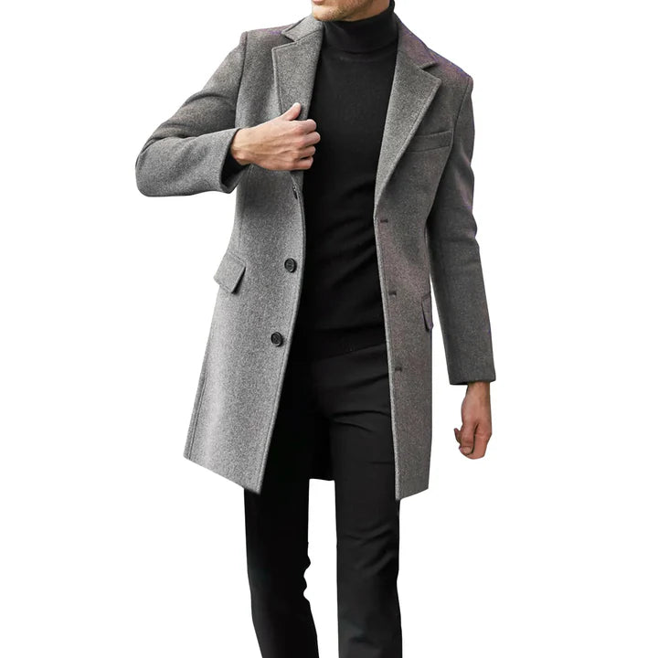 Hommes Bouton Duvet Long Manteau Trench | Classique