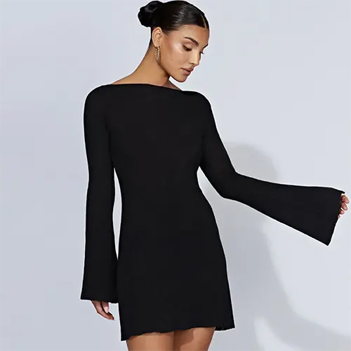 Ligaya | Robe À Manches Évasées Pour Femme | Mini
