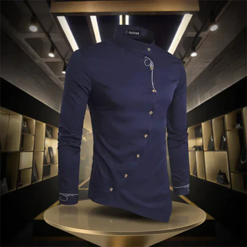 Marvin | Retro Stand Collar Shirt for Men | Long sleeves