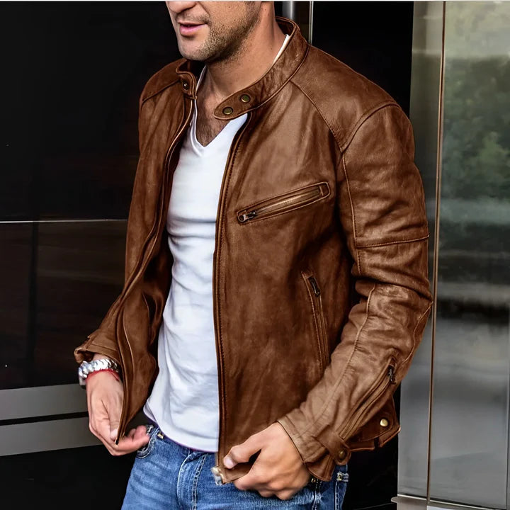 Veste De Biker Zippée Pour Homme | Manches Longues