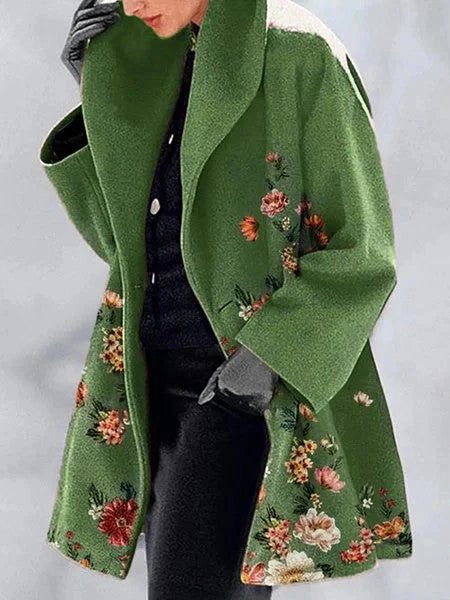 Manteau Court D'hiver Élégant À Motif Floral Pour Femme | Grand Col