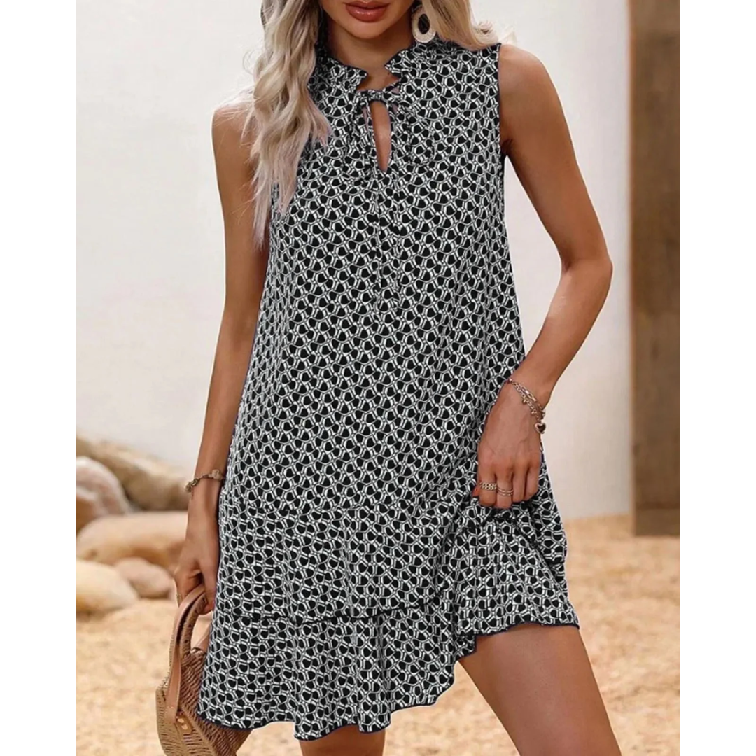 Robe Imprimée Sans Manches Pour Femmes | Midi