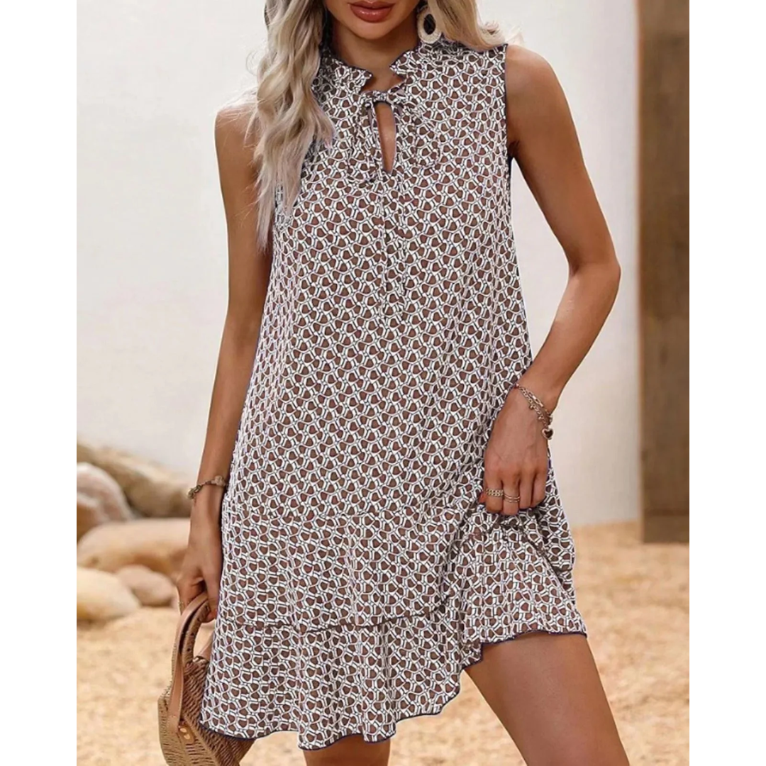 Robe Imprimée Sans Manches Pour Femmes | Midi