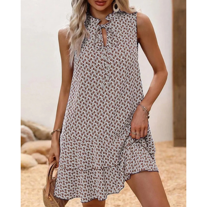 Robe Imprimée Sans Manches Pour Femmes | Midi