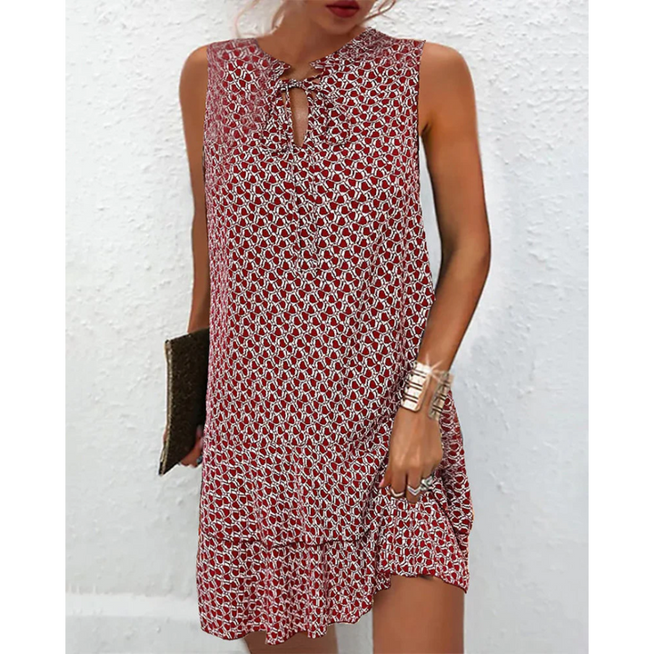 Robe Imprimée Sans Manches Pour Femmes | Midi