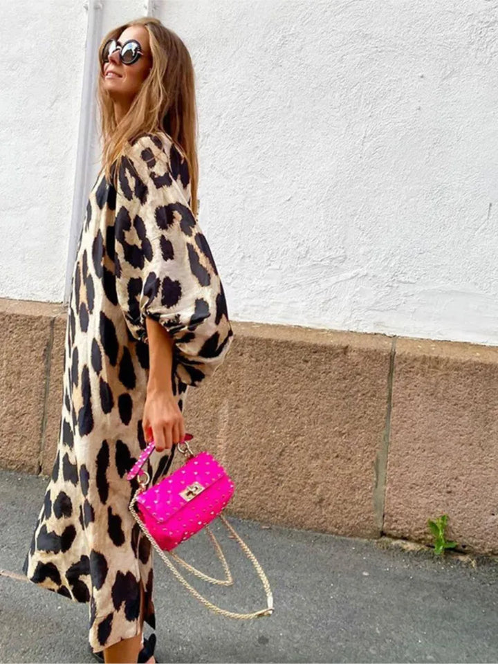 Robe Élégante À Imprimé Léopard Pour Femme | Midi