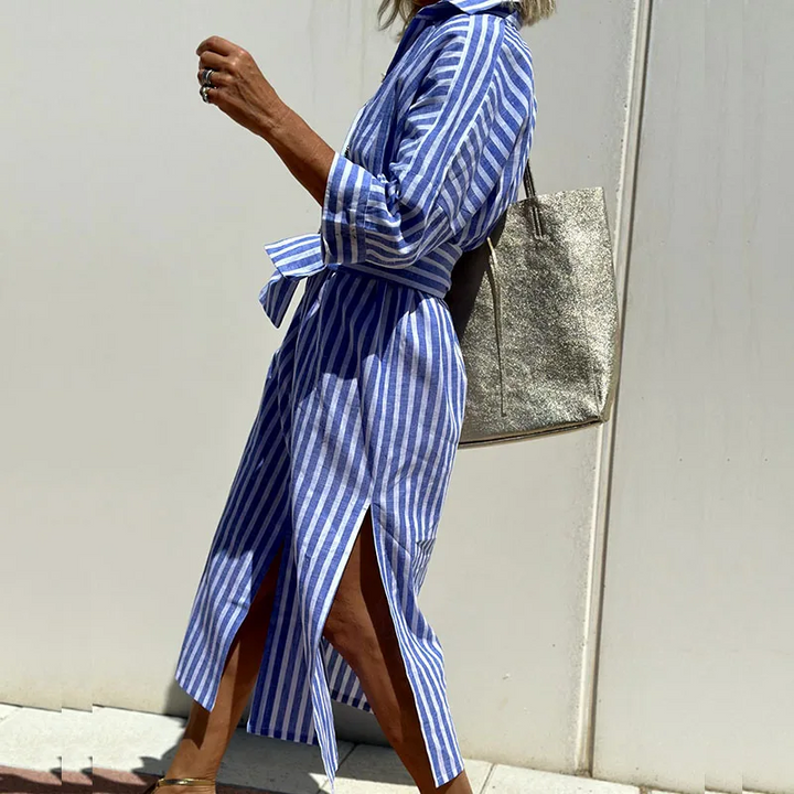 Robe Rayée Confortable Pour Femmes | Maxi