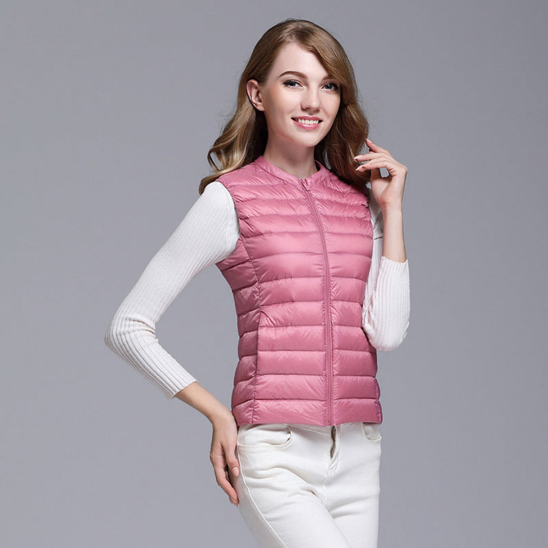 Gilet mit Reißverschluss und V-Ausschnitt für Frauen | Ärmellos