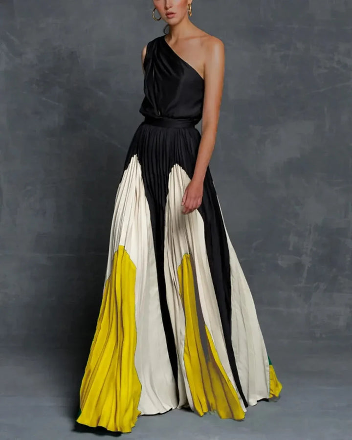Robe De Soirée Plissée Asymétrique Élégante Pour Femme | Maxi