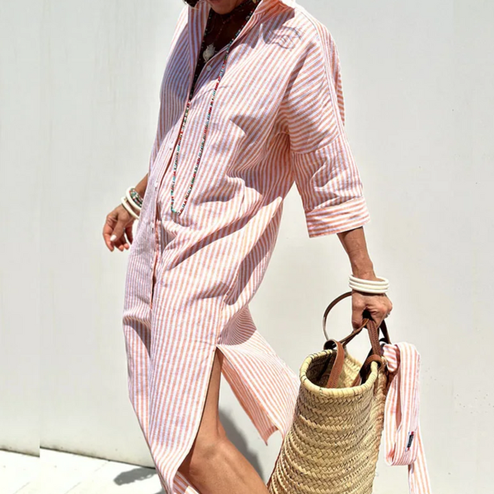 Robe Rayée Confortable Pour Femmes | Maxi