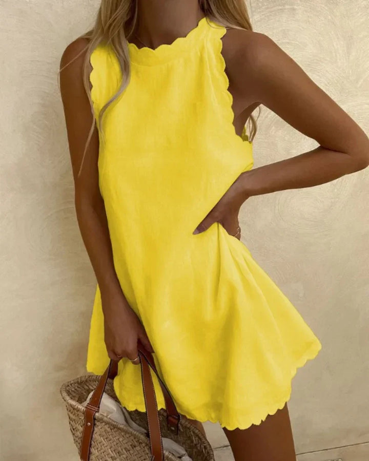 Variant image for Robe d'Été A-Line Chic Longue avec Détails Ondulés-19