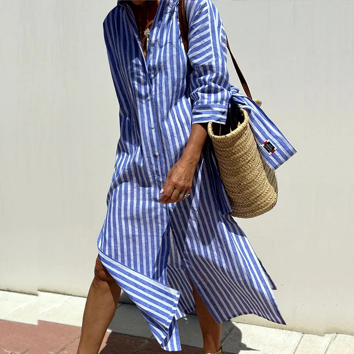 Variant image for Robe Longue Femme à Rayures – Élégante et Confortable-5
