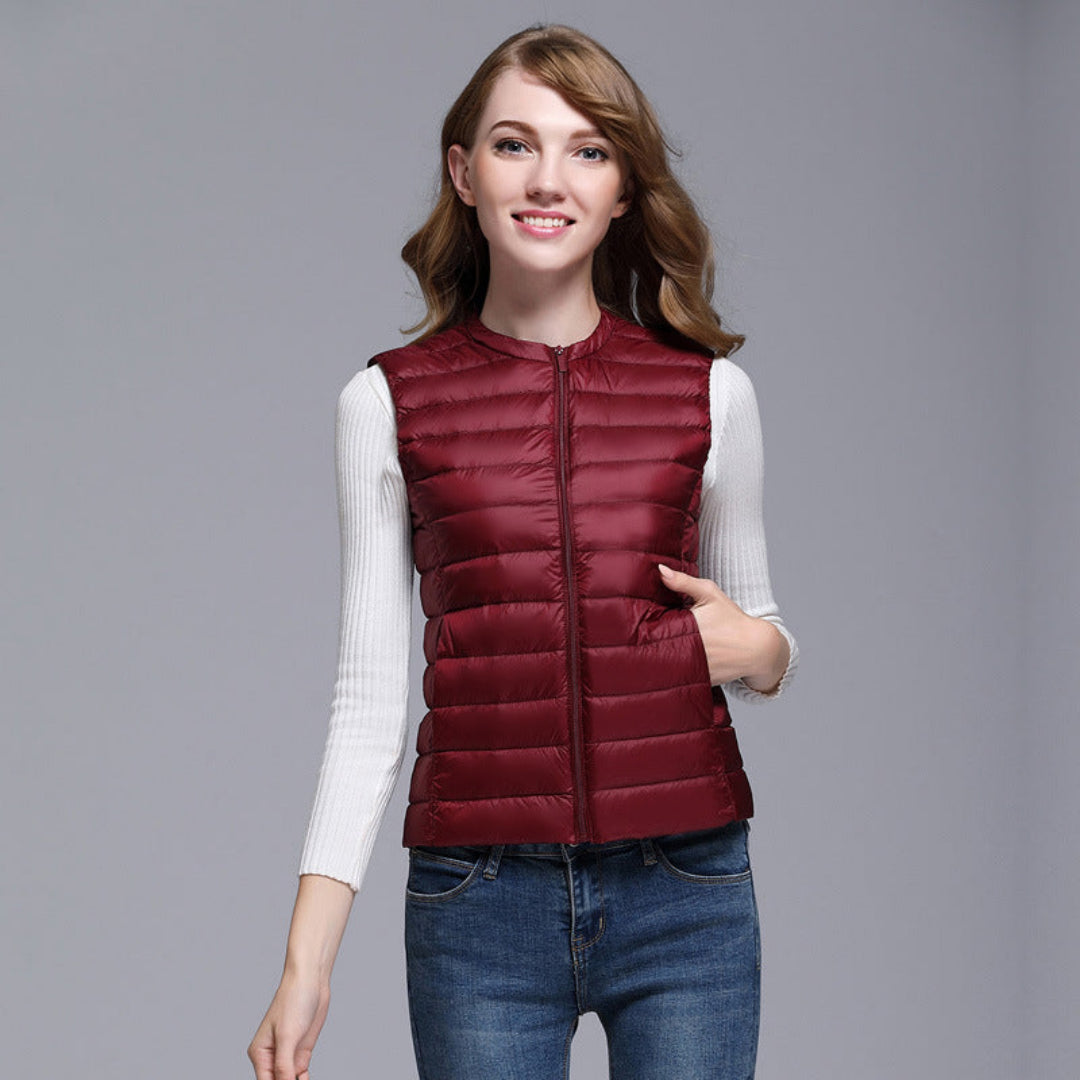 Gilet mit Reißverschluss und V-Ausschnitt für Frauen | Ärmellos