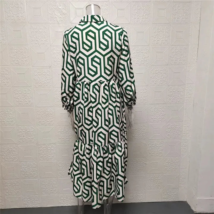 Ottilia | Damen Kleid mit langen Ärmeln und geometrischen Mustern