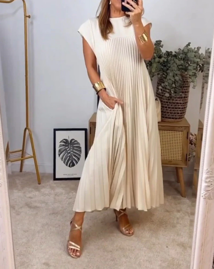 Royal | Robe plissée chic sans manches pour femmes