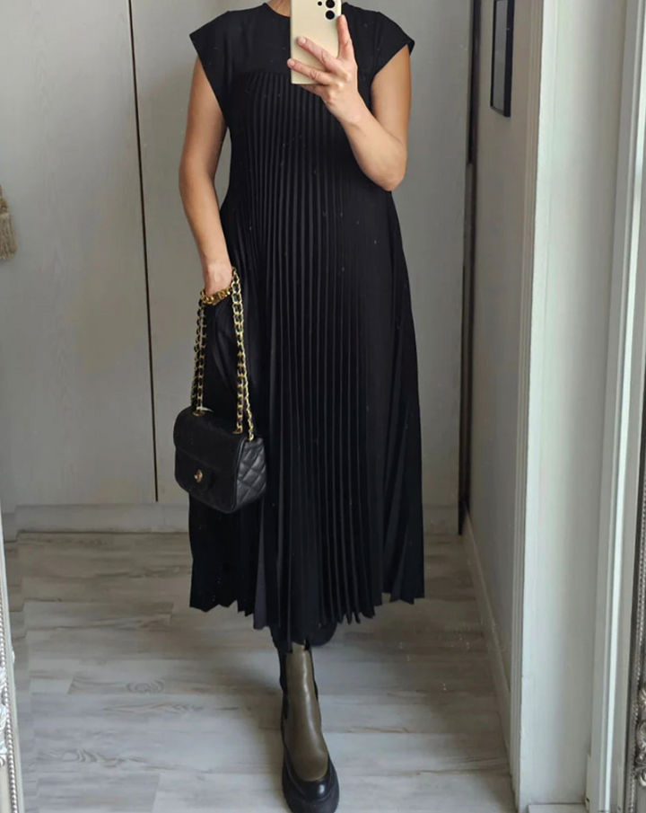 Royal | Robe plissée chic sans manches pour femmes