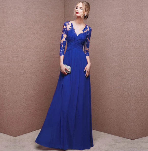 Robe De Soirée Élégante À Manches Longues Et Dos Nu Pour Femme | Maxi