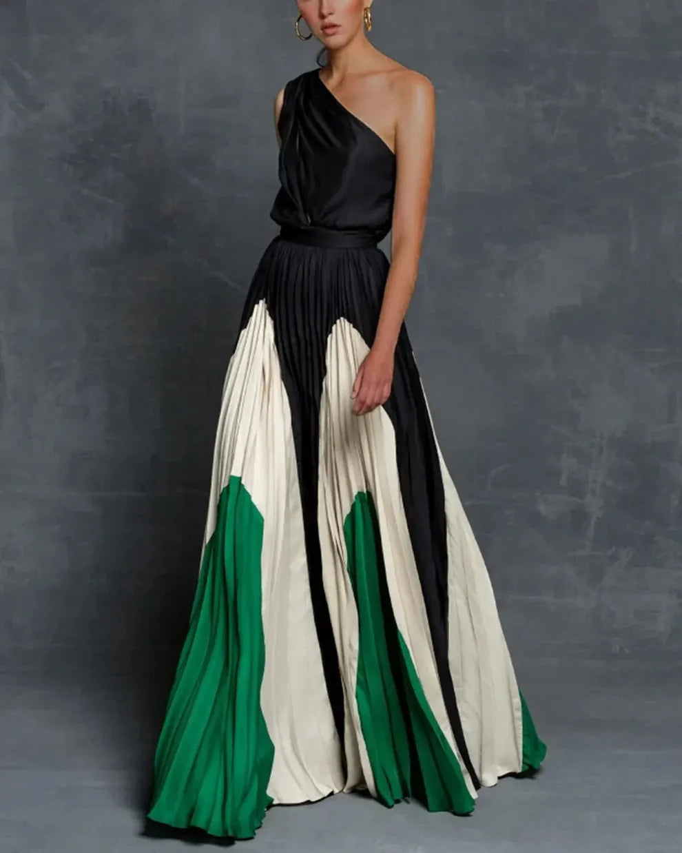 Robe De Soirée Plissée Asymétrique Élégante Pour Femme | Maxi